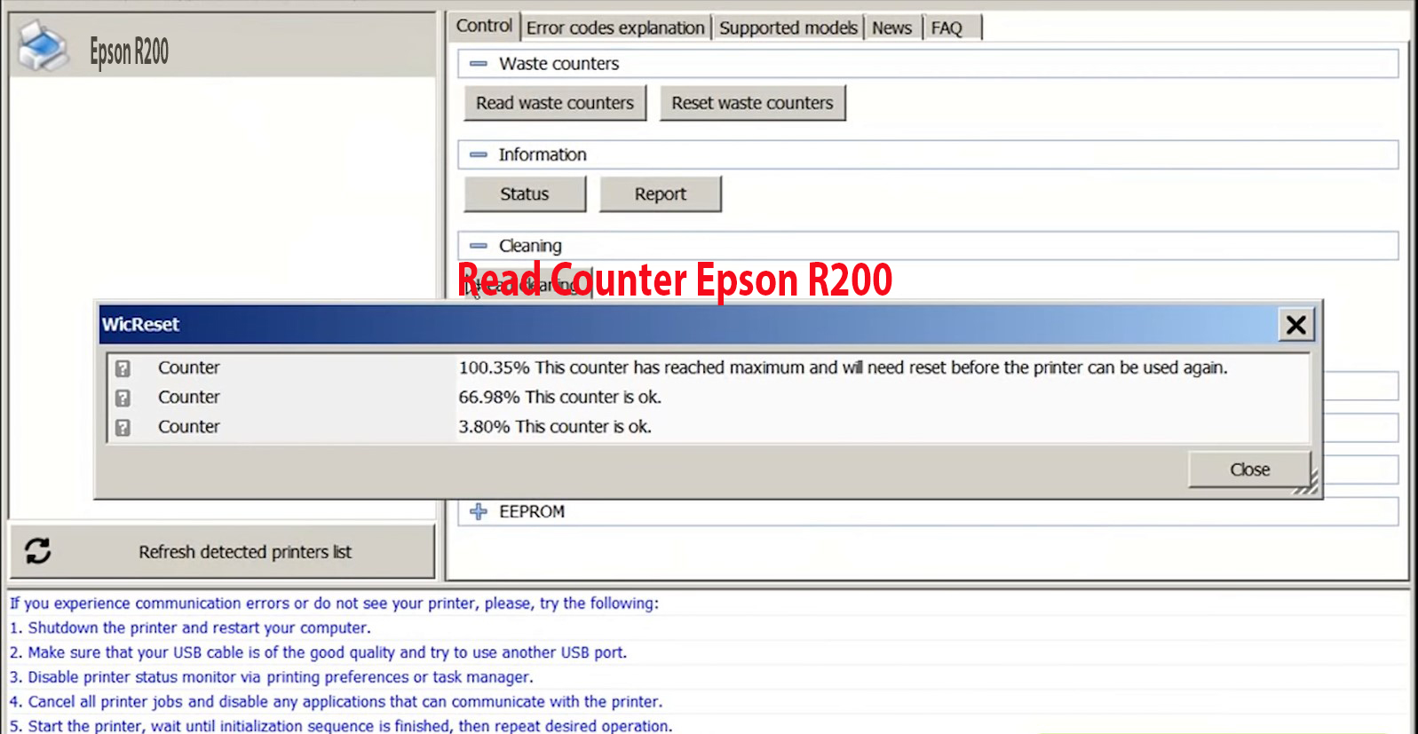 Reset Epson R200 Step 2